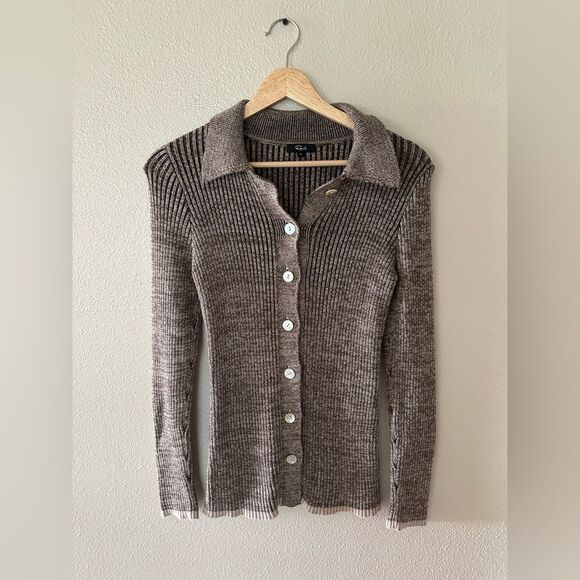 Rails Rory Sweater in Brown Multi Luxury Women’s Cardigan Ribbed Silk Blend S - Picture 5 of 11